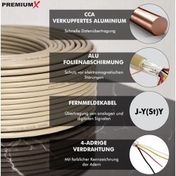 PremiumX 50m Telefonkabel 2x2x0,6mm J-Y(ST)Y Telefonleitung 4-Adern
